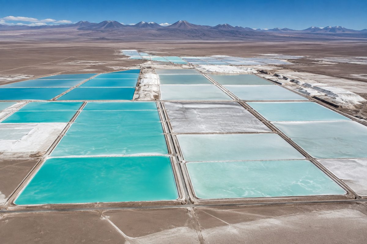 Vasche di evaporazione del litio nel deserto di Atacama