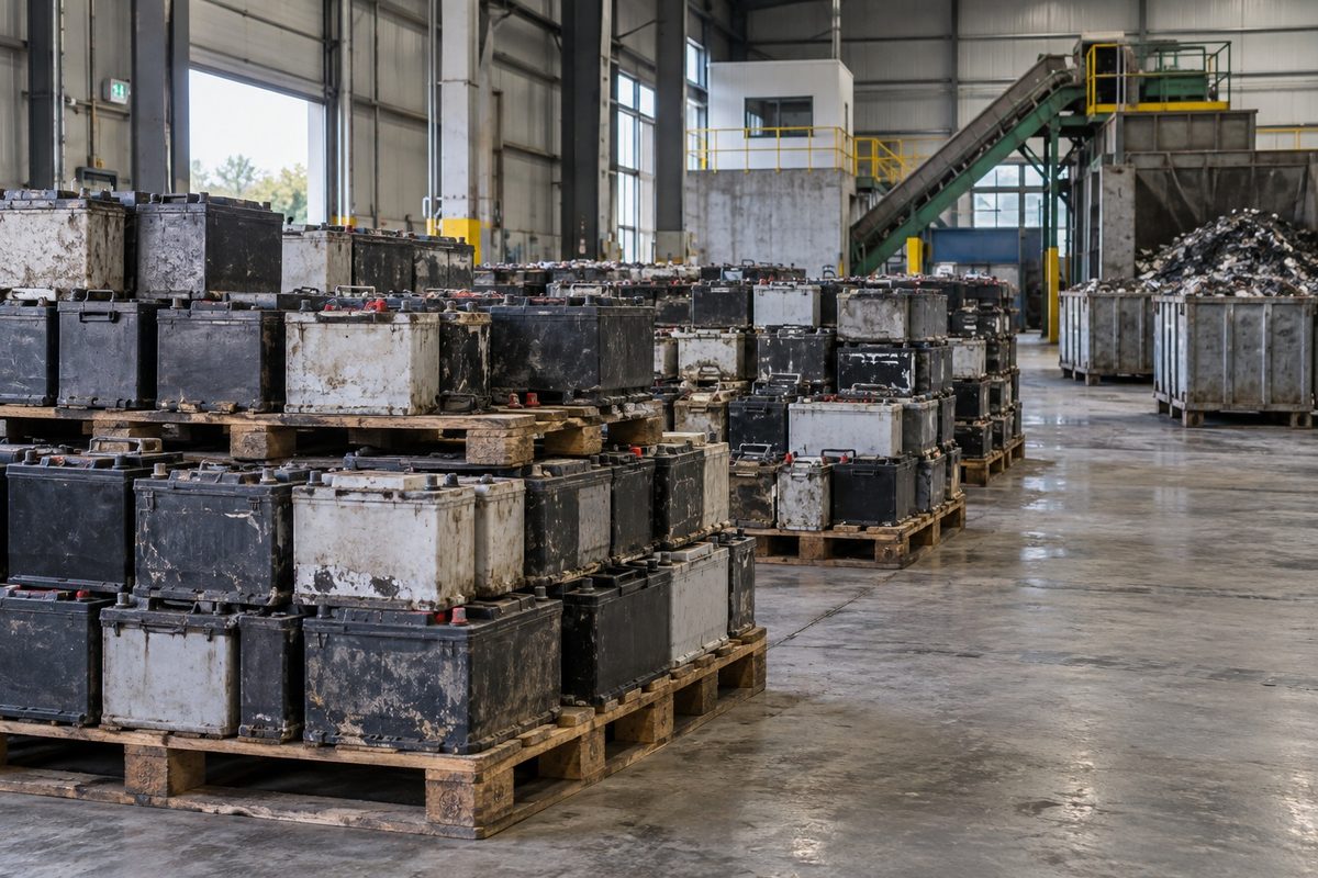 Batterie al piombo in un impianto di riciclo